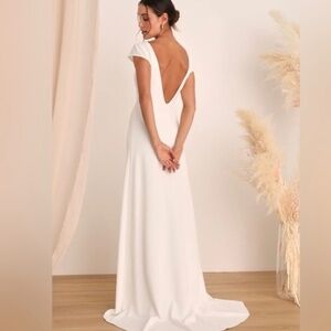 Radiance of Love White Cap Sleeve Backless A-Line Maxi Dress XS